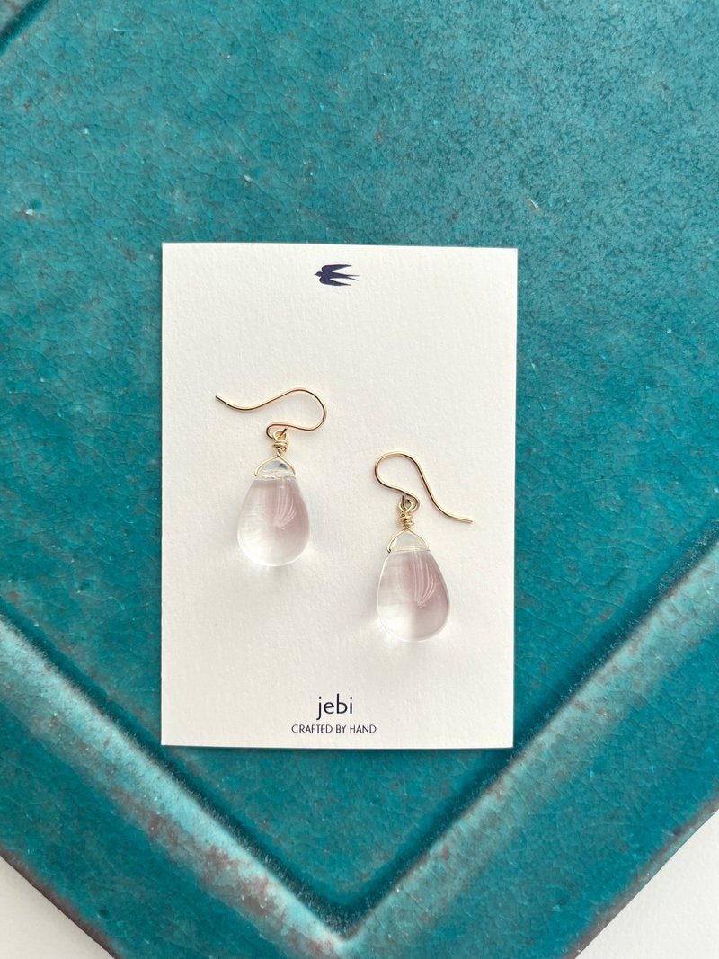 摇摆玻璃体积耳针 - 耳环/耳夹 - 玻璃 透明