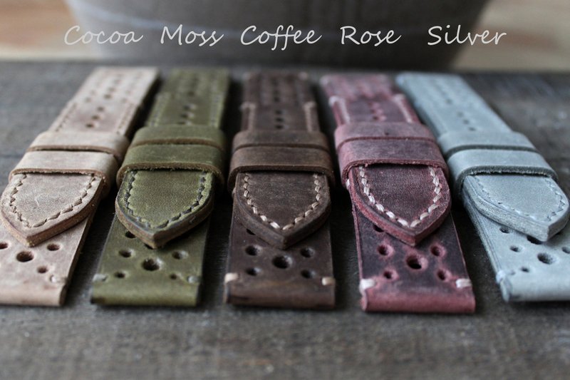 真皮表带男士皮革表带穿孔表带 - 表带 - 真皮 多色