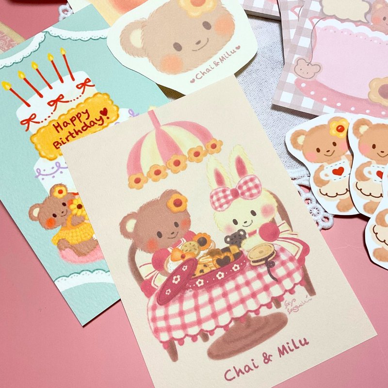 明信片 - 小熊 Chai & 小兔子 Mill - - 卡片/明信片 - 纸 