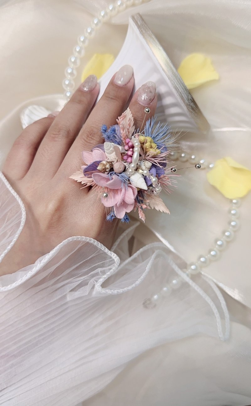 手作干燥花戒指 - 花与海的呢喃系列一 - 戒指 - 植物．花 多色