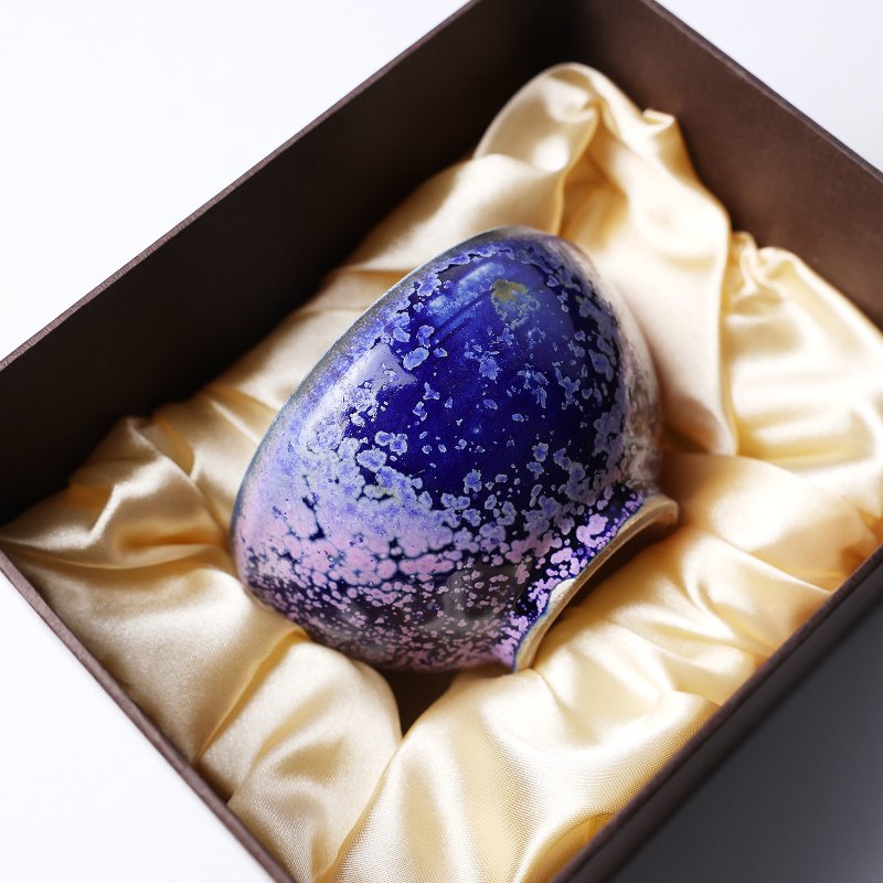 明芽窑 | 蓝夜星空 小茶碗 蓝 紫 陶器 食器 手作陶艺礼盒 H12 - 茶具/茶杯 - 陶 蓝色