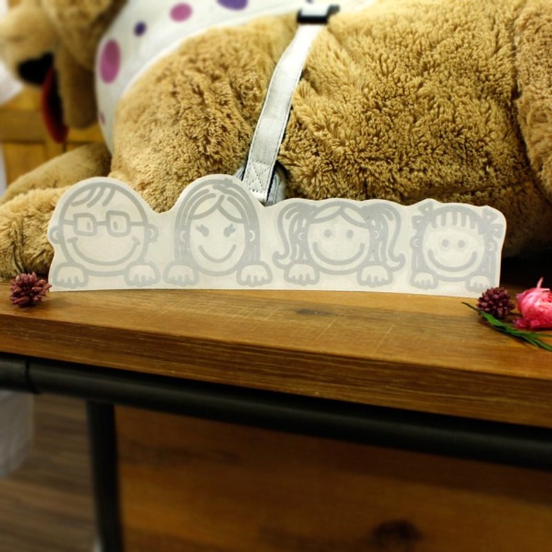 家庭成员可爱贴纸 反光车贴 - 贴纸 - 纸 银色