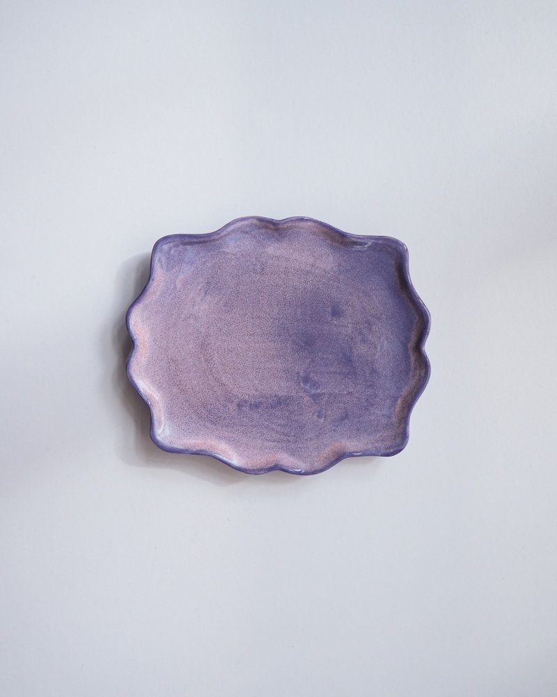 陶瓷 云花小盘 手捏陶盘 粉彩紫 Ceramic Plate - 盘子/餐盘/盘架 - 陶 粉红色