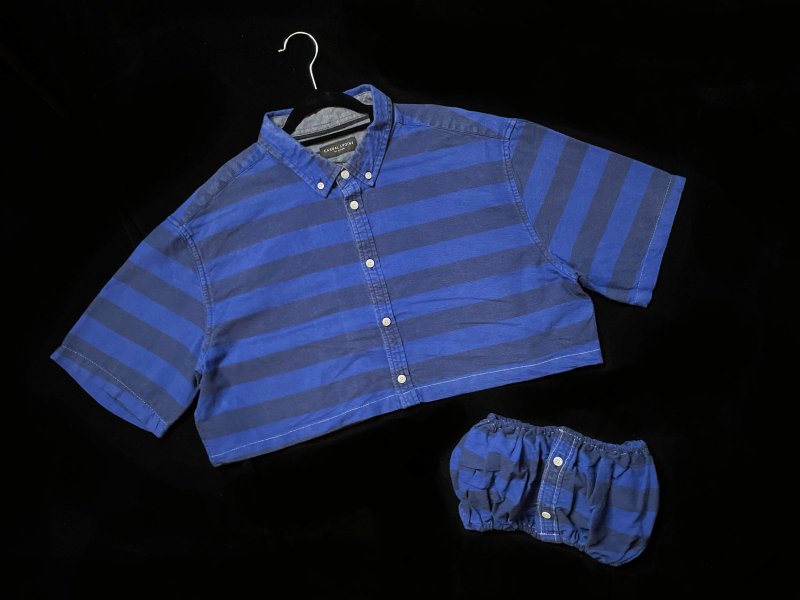 REGETHER 古着改制 短版衬衫 小可爱款-CASUAL FRIDAY - 女装衬衫 - 棉．麻 蓝色