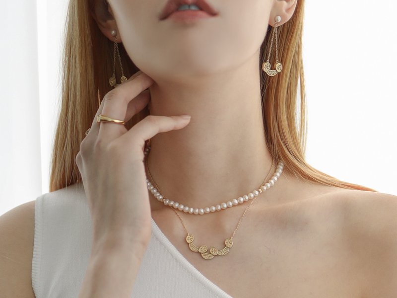 WADANG1405 E (2-1) 黄色 - 耳环/耳夹 - 纯银 金色