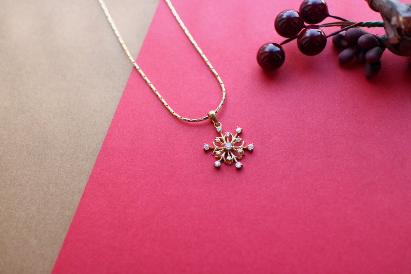 圣诞雪花-黄铜 锆石项链 - 项链 - 铜/黄铜 金色