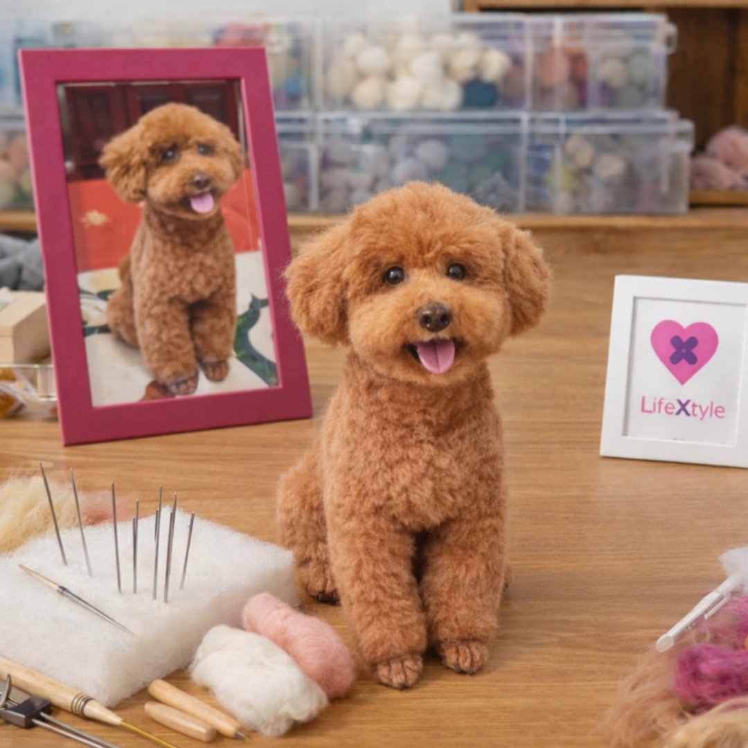 贵宾犬狗狗拟真羊毛毡模型 毛孩生日礼物 - 玩具 - 羊毛 多色