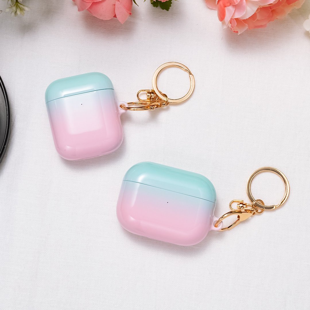 【定制化】蓝粉红粉彩 AirPods Pro 3 / AirPods 4 保护壳 - 耳机收纳 - 塑料 粉红色