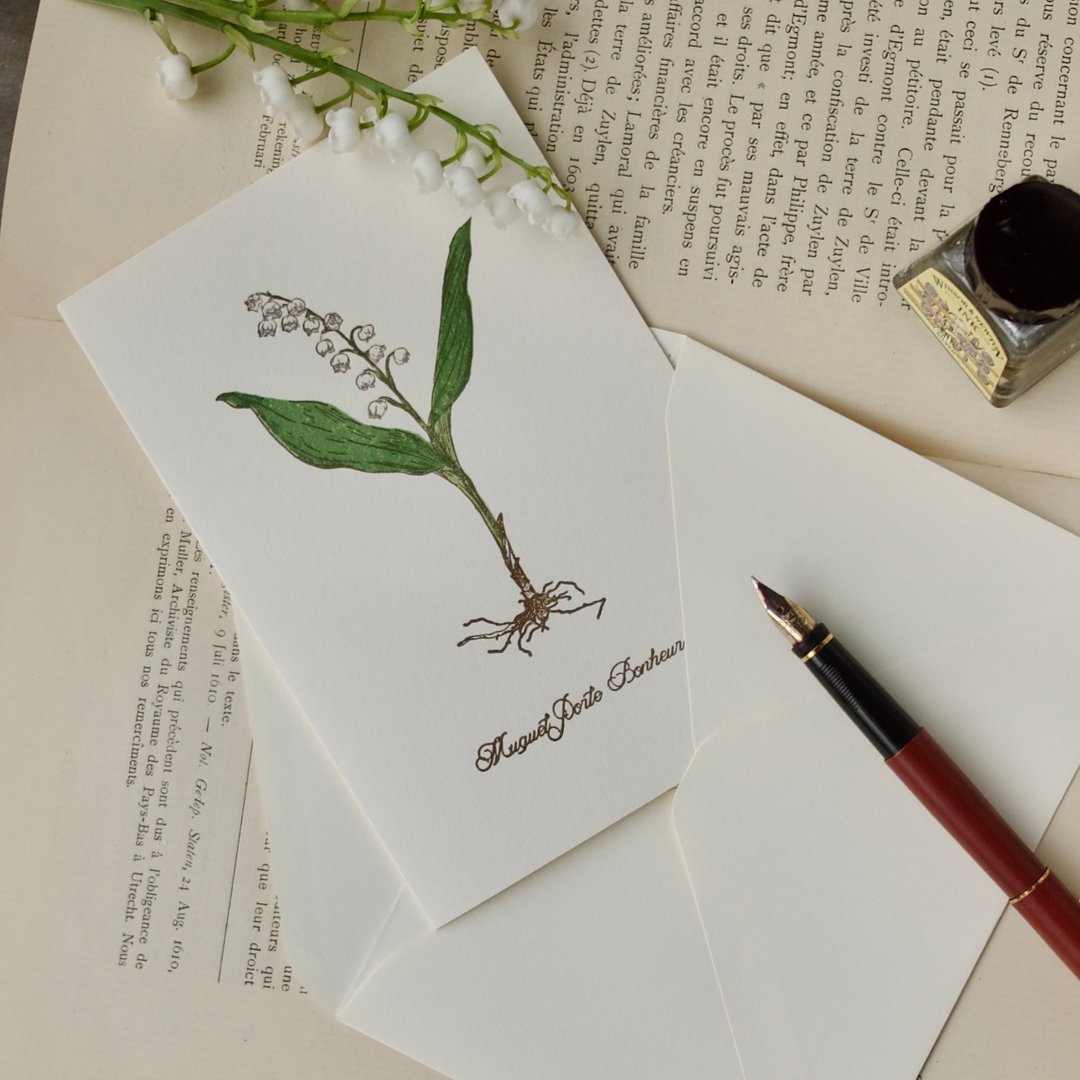 [Large Greeting Card] Lily of the Valley / Letterpress Printing / 1 Card and 1 Envelope / 105 x 155mm - 卡片/明信片 - 纸 