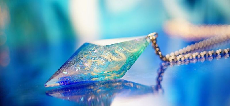 【接单定制】Dreamblue - 水与冰的二重奏 - 八面体玻璃项链 - 项链 - 玻璃 蓝色