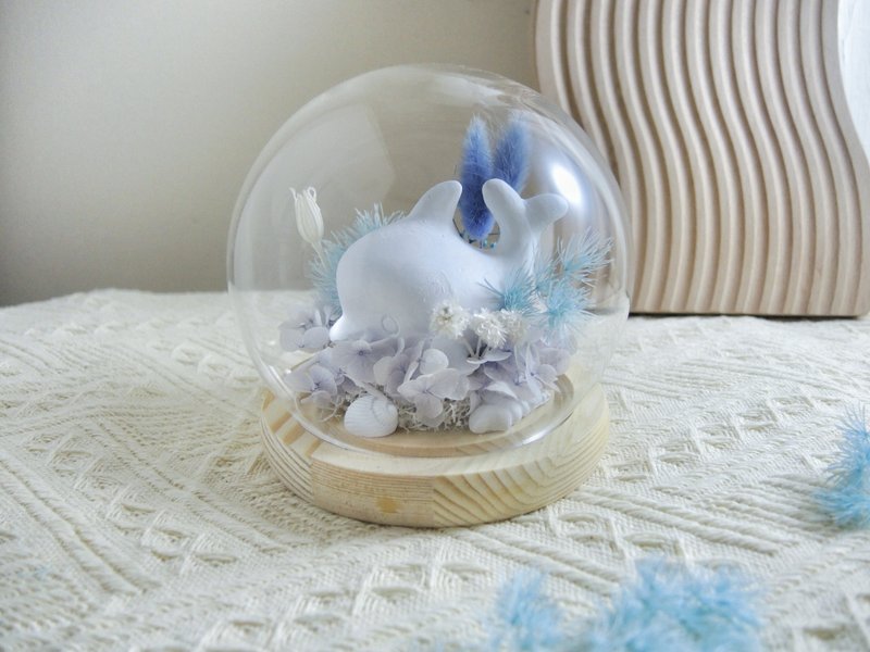 (限双北面交)海洋海豚花礼 永生花 干燥花 扩香石 盅罩花 - 干燥花/捧花 - 植物．花 蓝色