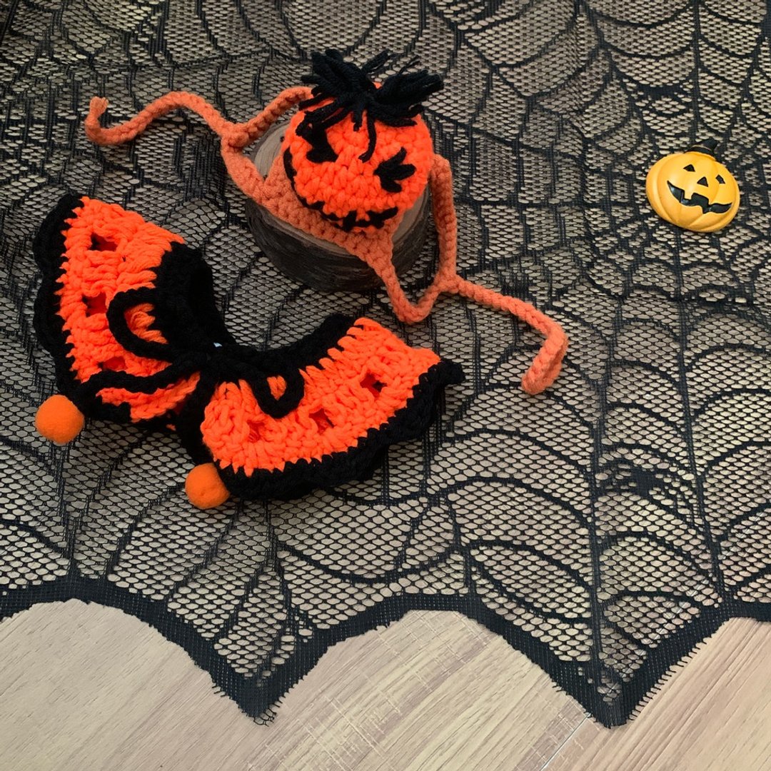 Halloween万圣节限定-黑杰克附身的南瓜-宠物狗狗猫咪帽子/领巾 - 衣/帽 - 棉 多色
