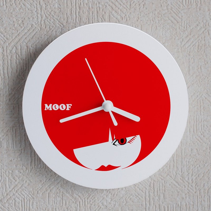 Muff Wall clock Illustration watch Simple design Hinomaru symbol Fashion Bobcut female - 时钟/闹钟 - 塑料 红色