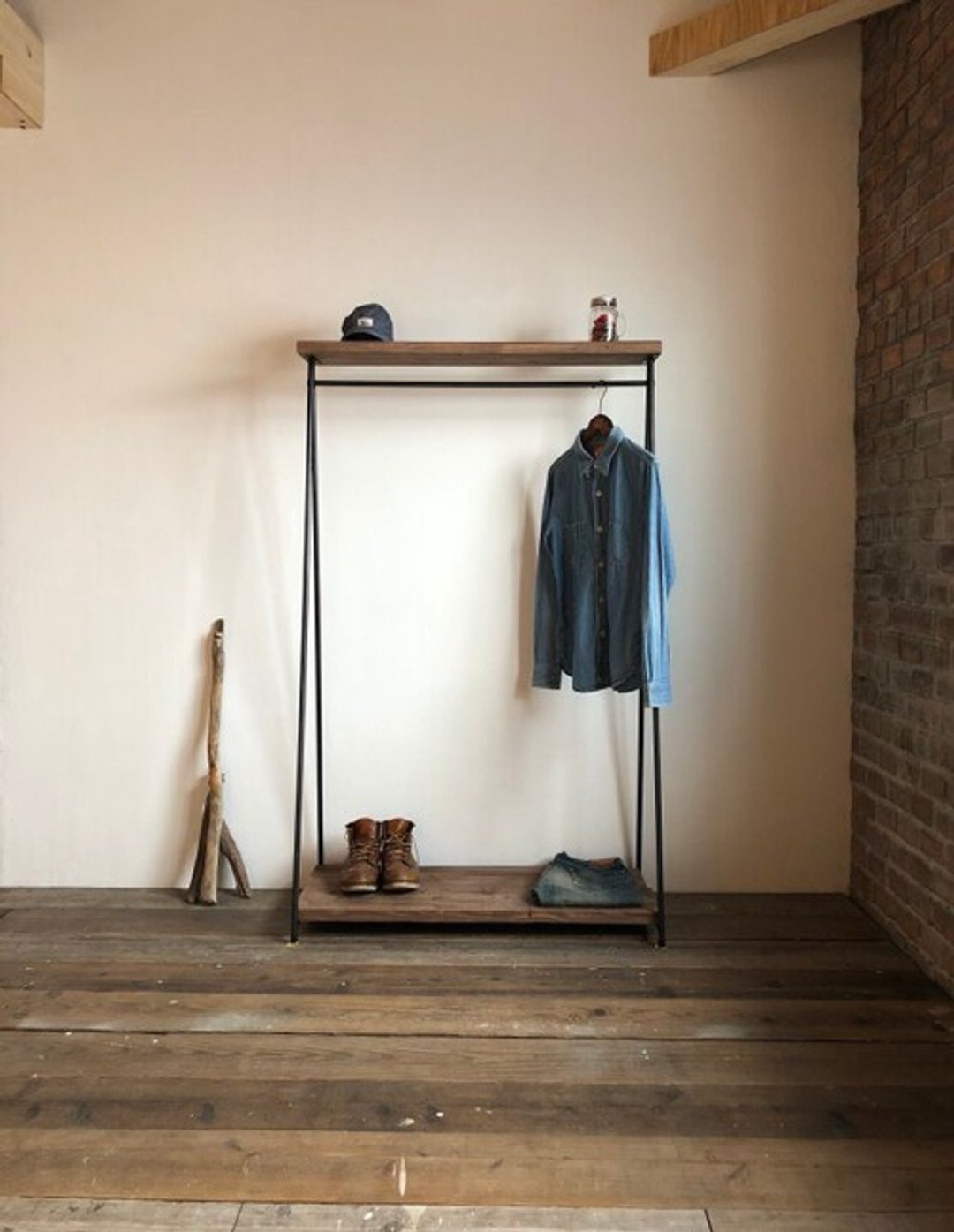 Size order possible MH4-F H: ~170 Hanger rack Iron Old material Display rack Simple design - 其他 - 木头 