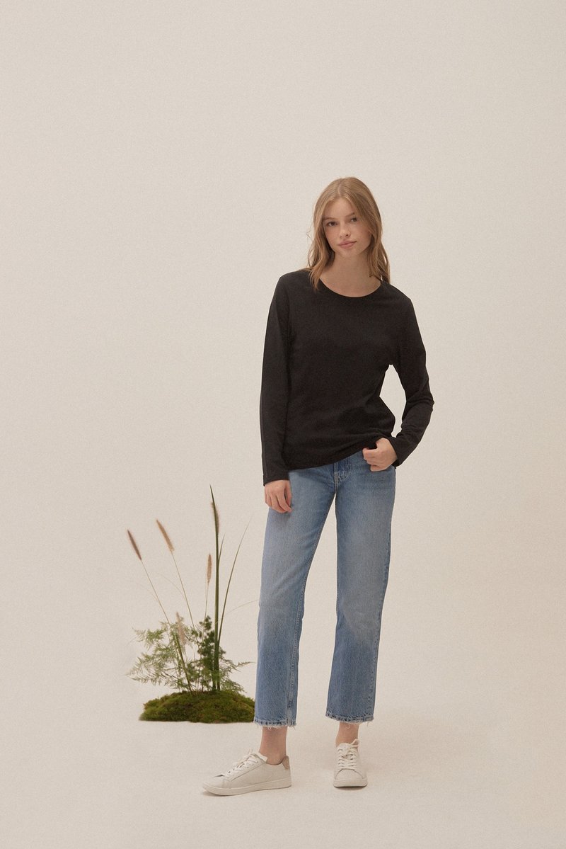 EVOPURE+ CAROL 凤梨叶纤维长袖上衣-黑 - 女装上衣 - 其他材质 黑色