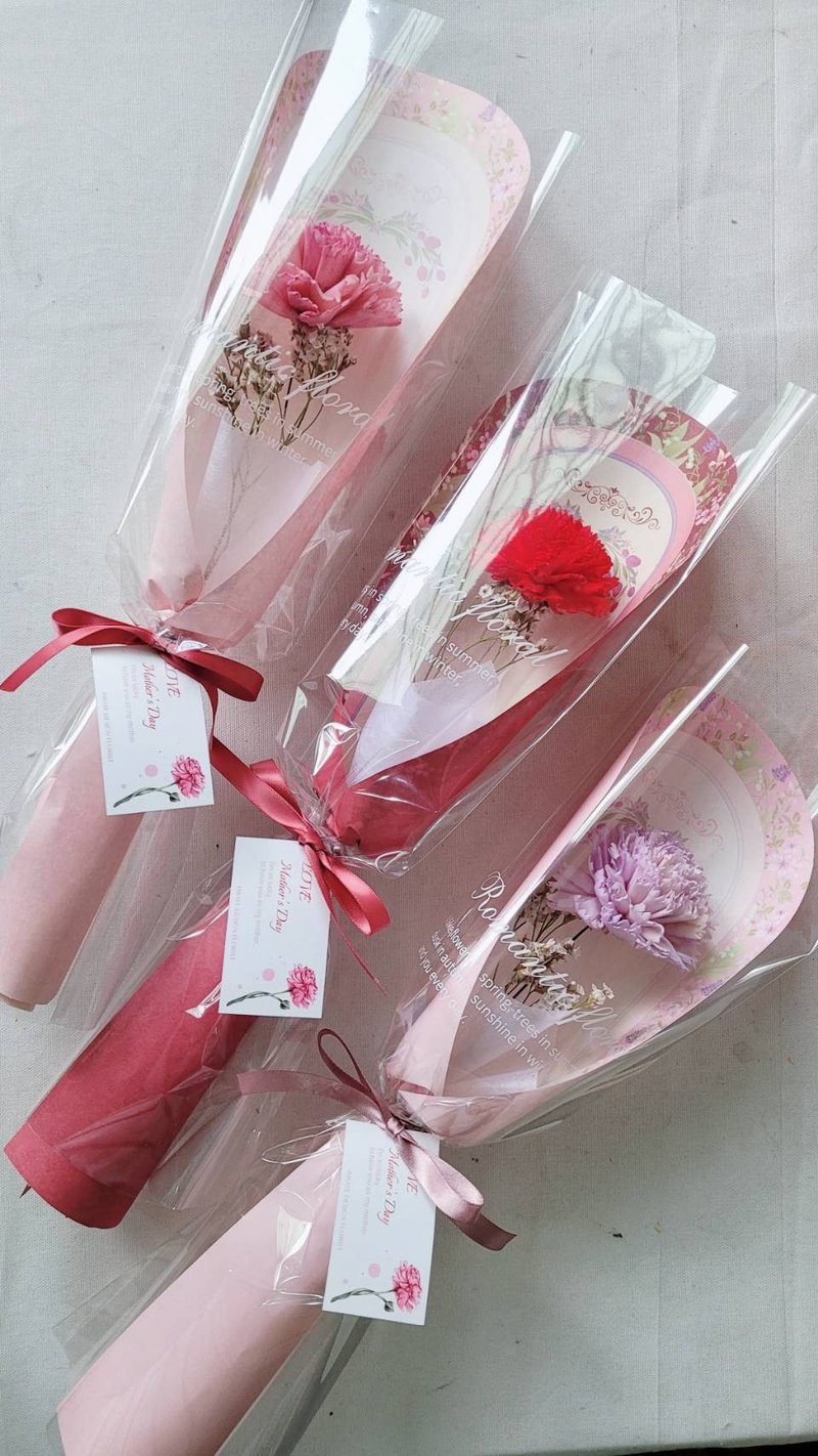 海藏设计│特别为妳。单支干燥康乃馨花束 / 母亲节花束 企业赠礼 - 干燥花/捧花 - 植物．花 粉红色