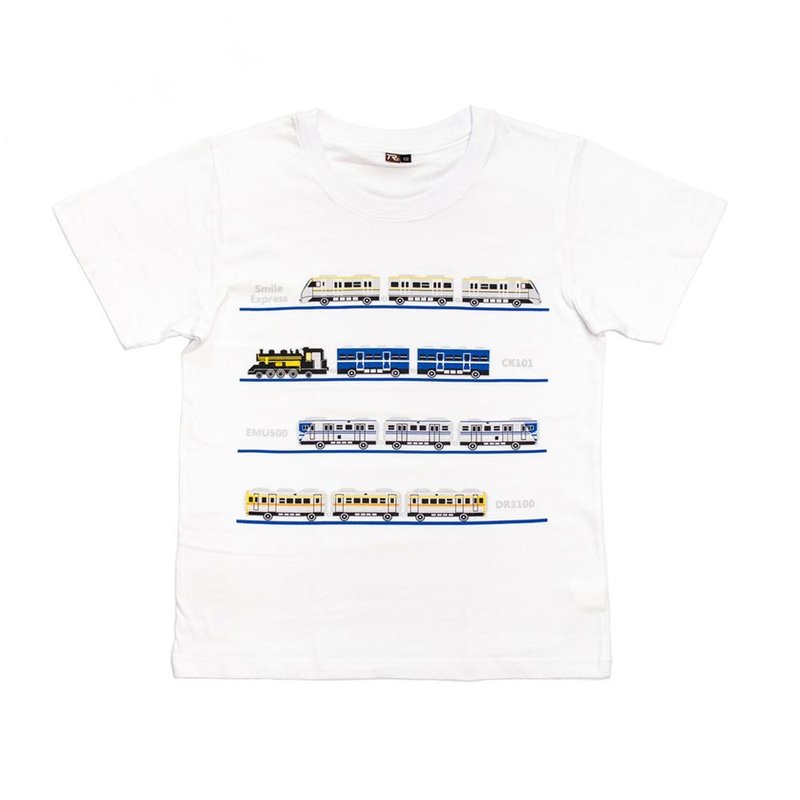 台湾火车系列 亲子装 T-shirt 100%棉 台湾制造 独家设计 - 亲子装 - 棉．麻 白色