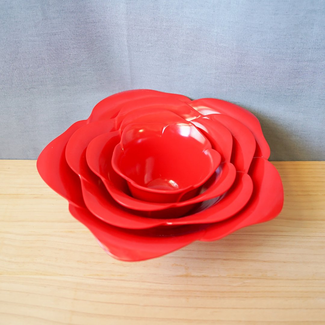 【北极二手杂货】稀有 Zak Designs 红玫瑰花园系列堆叠碗 - 碗 - 塑料 红色