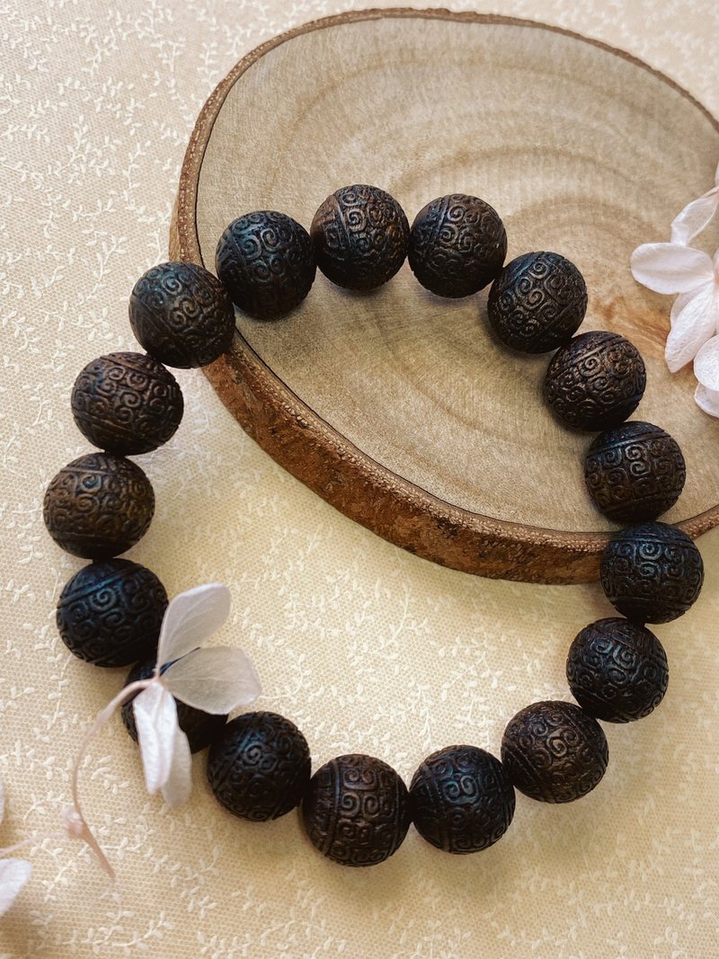 降真香回纹木珠回文 ||辟邪除秽 净化磁场 木头木质手链 - 手链/手环 - 木头 咖啡色