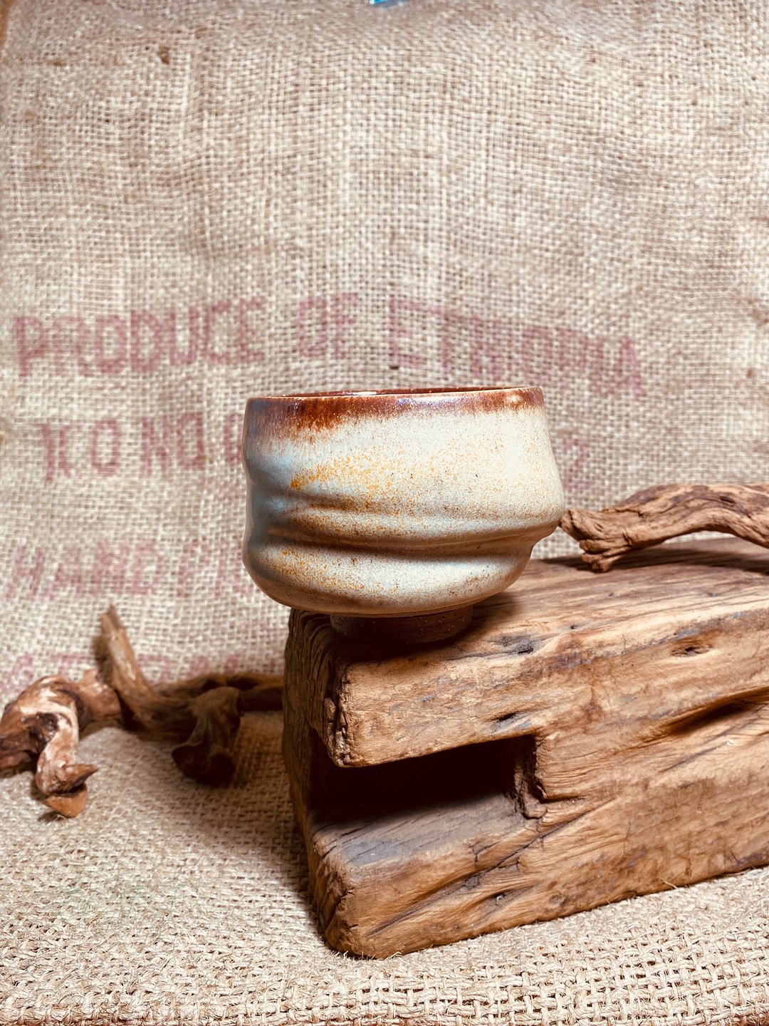 灰釉茶碗 - 茶具/茶杯 - 陶 橘色