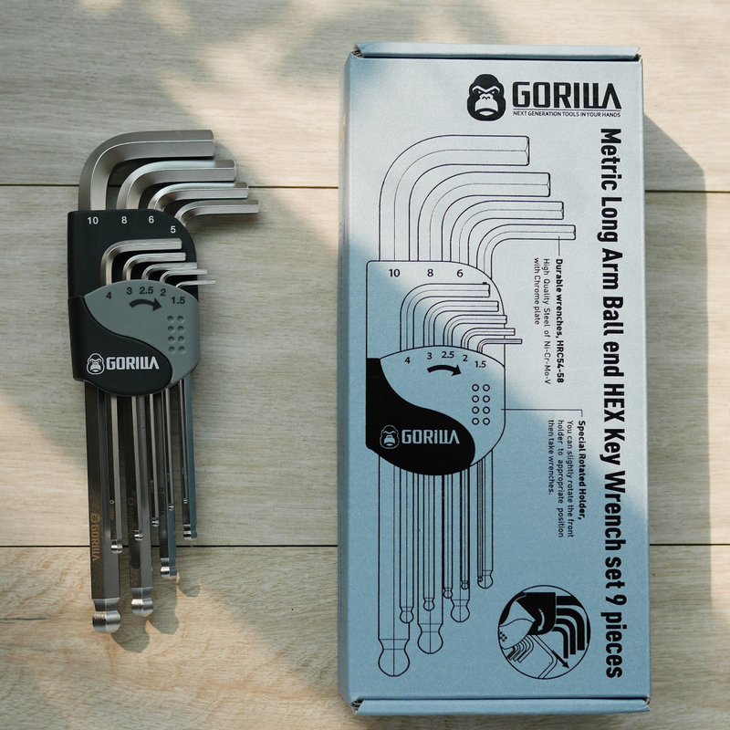 【Gorilla】9in1精密耐用六角球头扳手组 六角扳手 台湾制造精品 - 其他 - 其他金属 灰色