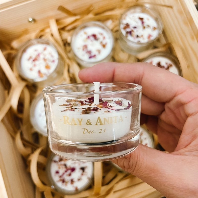 迷你小茶蜡 婚礼小物 柠檬 / 玫瑰 桌上礼 二进礼 迎宾礼 - 香薰/精油/线香 - 其他材质 白色