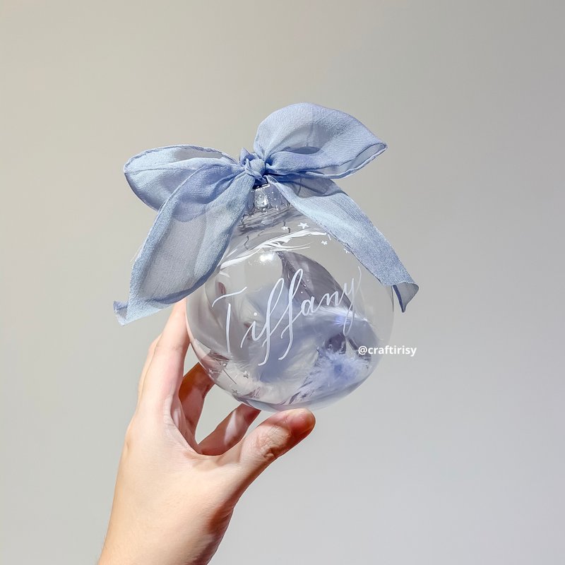 英文书法 定制化 圣诞球 灰蓝 吊饰 - 摆饰 - 塑料 蓝色