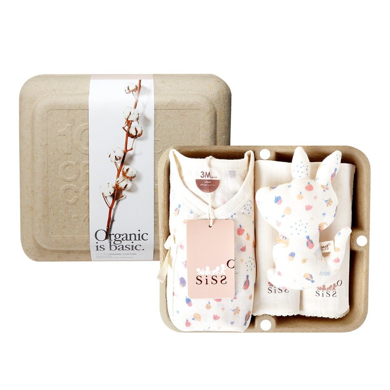 【SISSO有机棉】拥抱康格鲁纱布蝴蝶装礼盒 3M 6M - 满月礼盒 - 棉．麻 白色