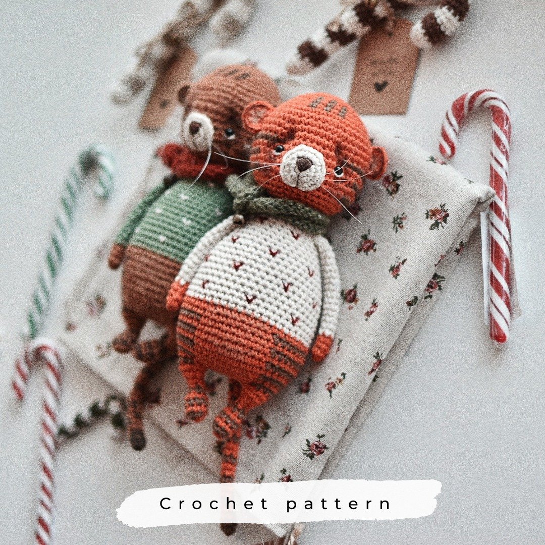 Crochet pattern Tiger (6 in). PDF. Digital product. - 编织/刺绣/羊毛毡/裁缝 - 棉 橘色