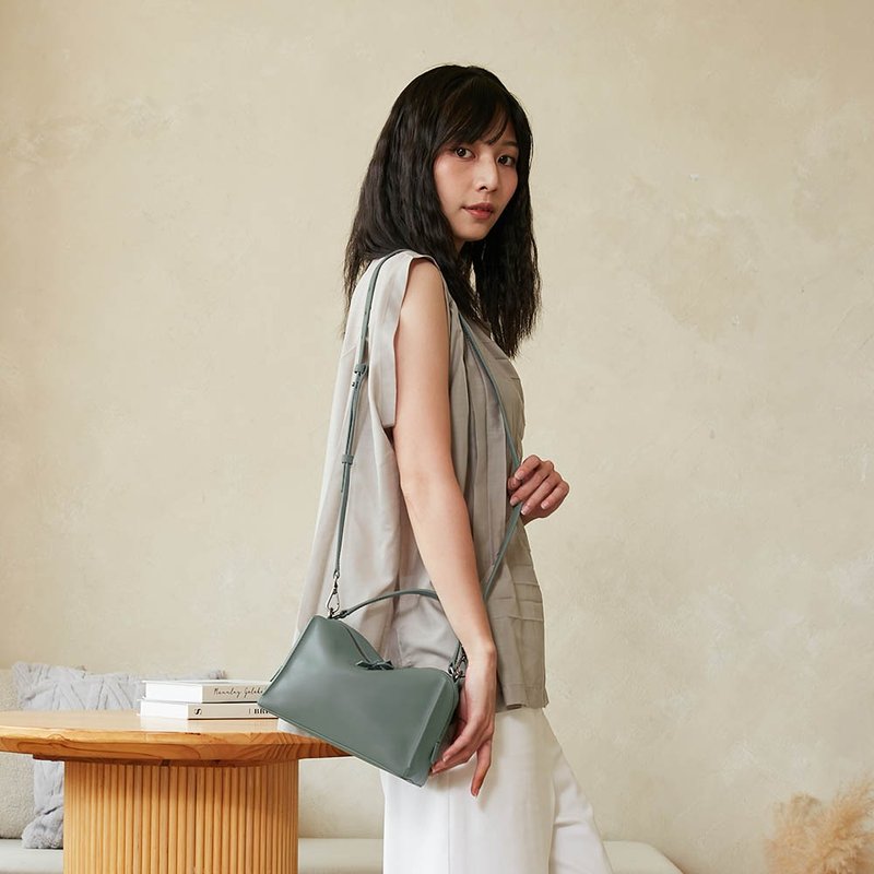 Mini Valley Cube Shoulder Bag-龙舌兰绿-侧背包/斜背包 - 侧背包/斜挎包 - 真皮 绿色