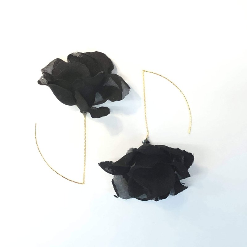 Faint 简约幻影黑细耳针耳环 - 耳环/耳夹 - 其他材质 黑色