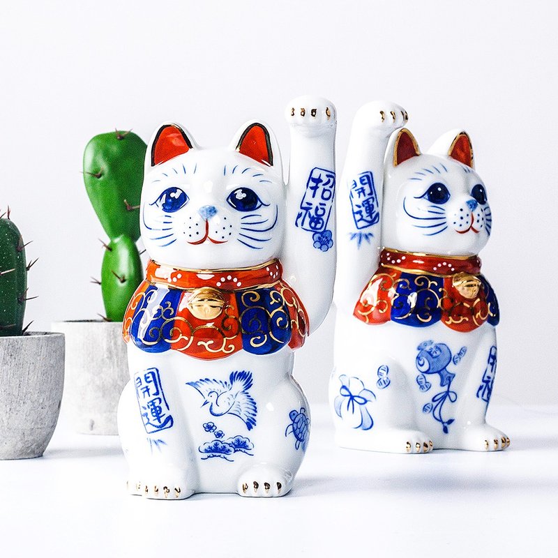 日本药师窑长手染锦开运招福招财猫店铺开业日式摆件创意送人礼物 - 摆饰 - 陶 