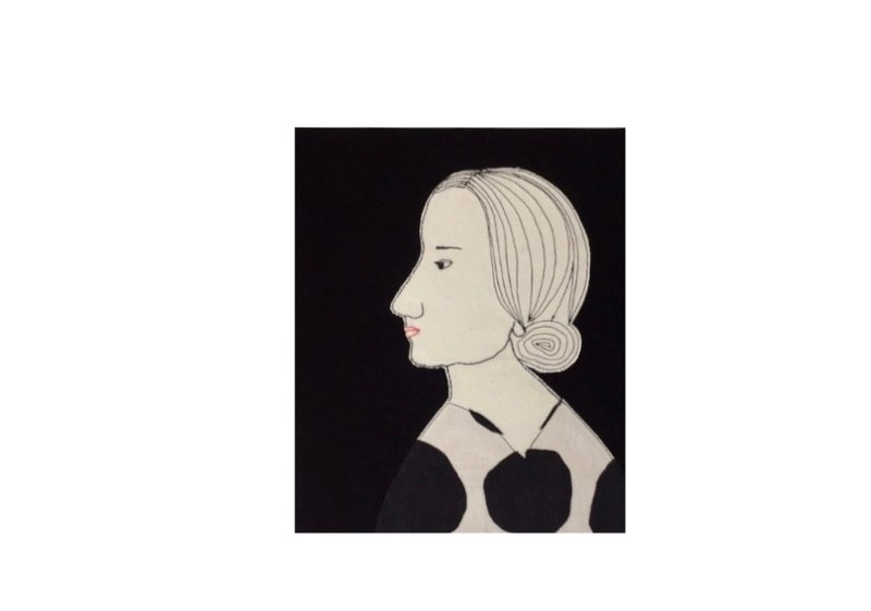 ファブリックパネル　左を向く女 - 海报/装饰画/版画 - 棉．麻 黑色