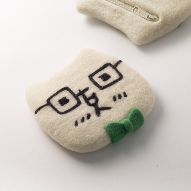 羊毛毡零钱包 - 猫叔  全手工 原创设计 - 零钱包 - 羊毛 白色