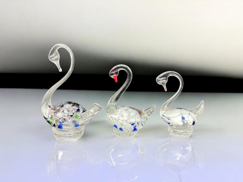 穆拉诺 - 3 件套原装穆拉诺玻璃天鹅 - 摆饰 - 玻璃 