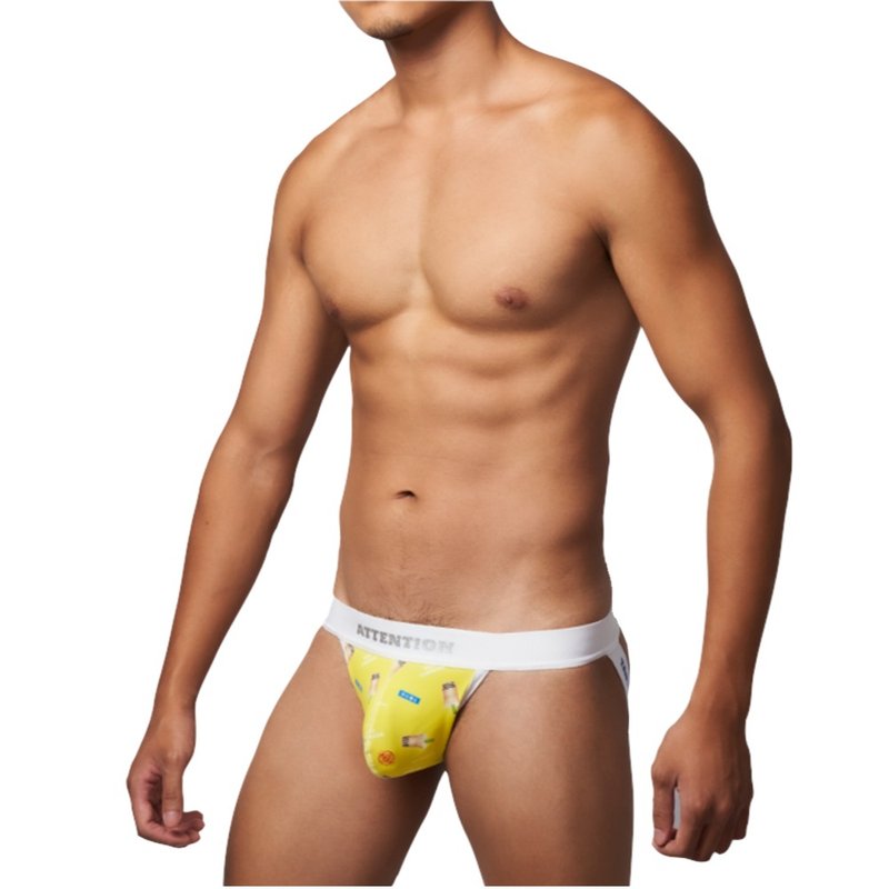 AttentionWear台湾好味系列后空提臀内裤【珍珠奶茶】│ATTENTION - 男士内衣裤 - 尼龙 黄色