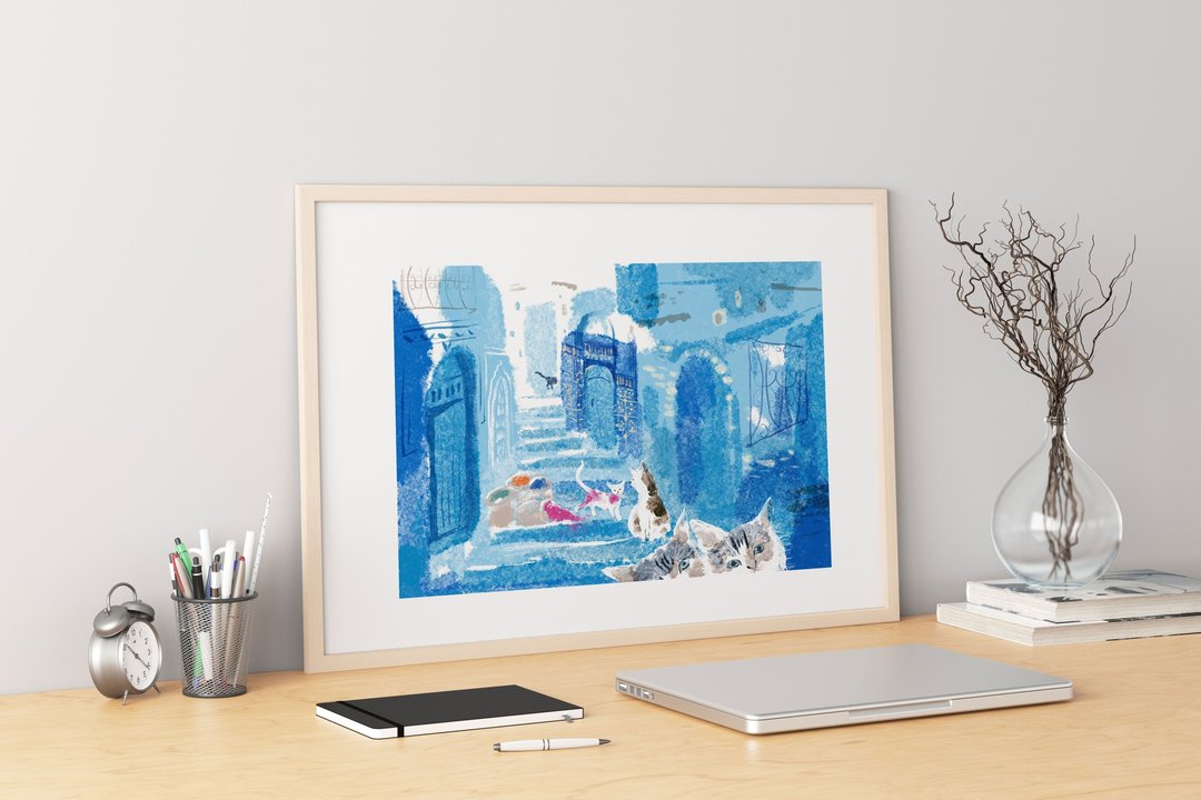 限量 / 艺术微喷复制画 / 七月蓝城 / 猫 / 风景 / 装饰 - 海报/装饰画/版画 - 纸 多色