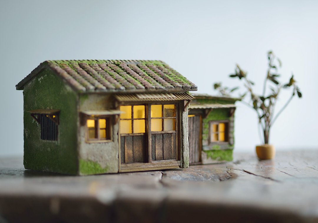 水泥老屋创作--青苔斑驳老屋(订制) - 摆饰 - 水泥 咖啡色