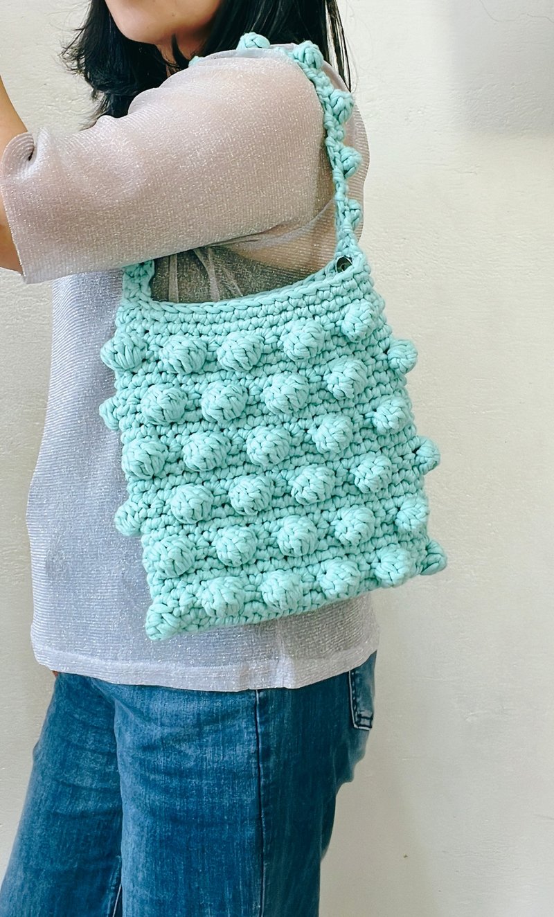 多边形豆豆库柏包-韩国KONA布条线款-薄荷绿 - 手提包/手提袋 - 棉．麻 