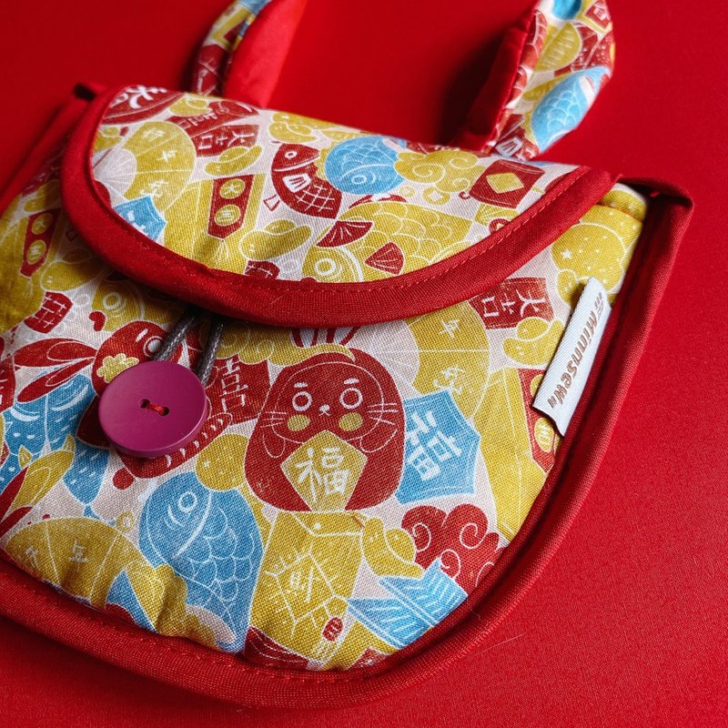 兔耳水饺包 Minnsew 原创版型 儿童侧背包 新年商品 兔年 - 侧背包/斜挎包 - 棉．麻 红色