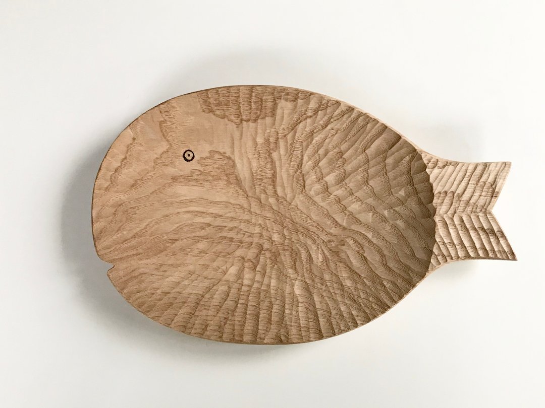 Fish bowl L chestnut chestnut - 盘子/餐盘/盘架 - 木头 咖啡色