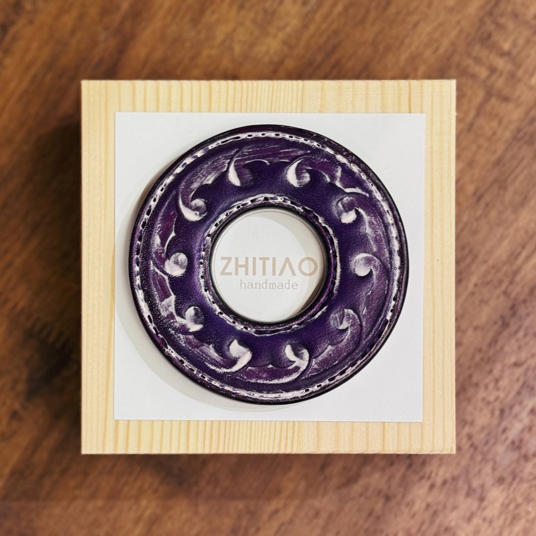 原创手工制作牛皮剑道刀镡 生生流転 雾蜡紫 剑锷 Tsuba - 运动配件 - 真皮 紫色