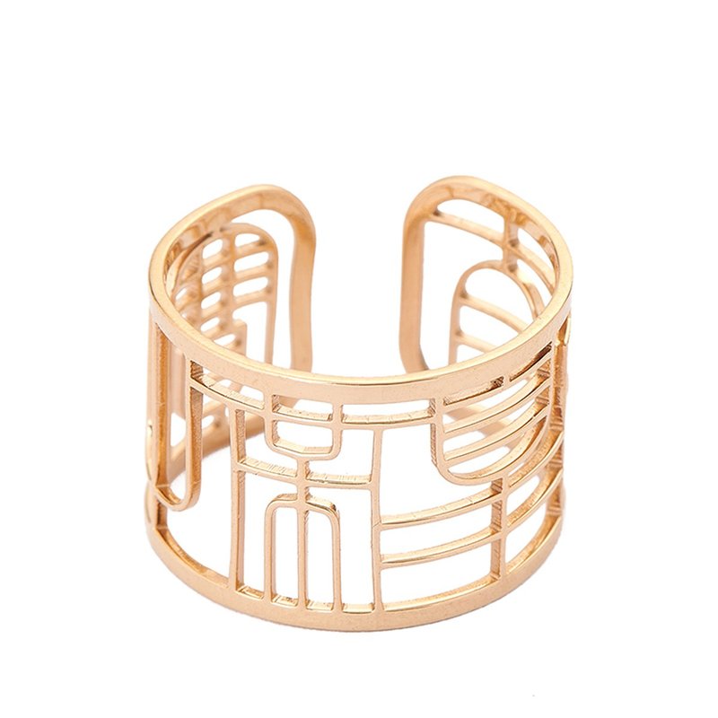 最后数量 故宫太上皇帝之宝印章戒指-黄金镀膜 金好运 - 戒指 - 不锈钢 金色