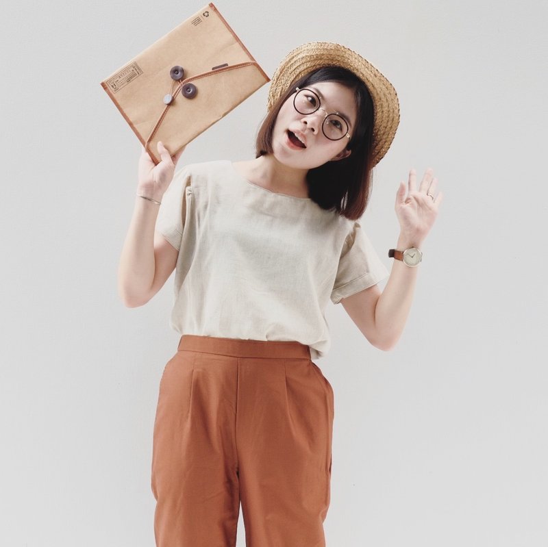 Mary Poppins : Beige - 女装上衣 - 棉．麻 白色