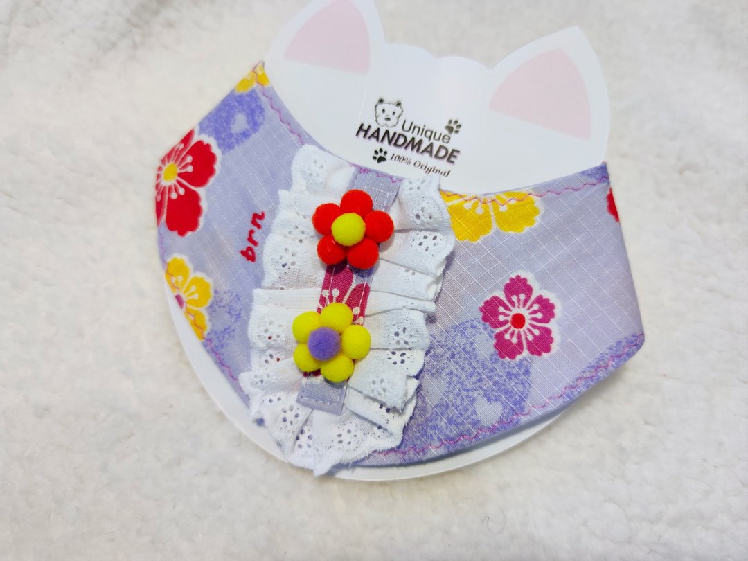 紫色 花花造型颈饰 颈项 collar - 衣/帽 - 棉．麻 紫色