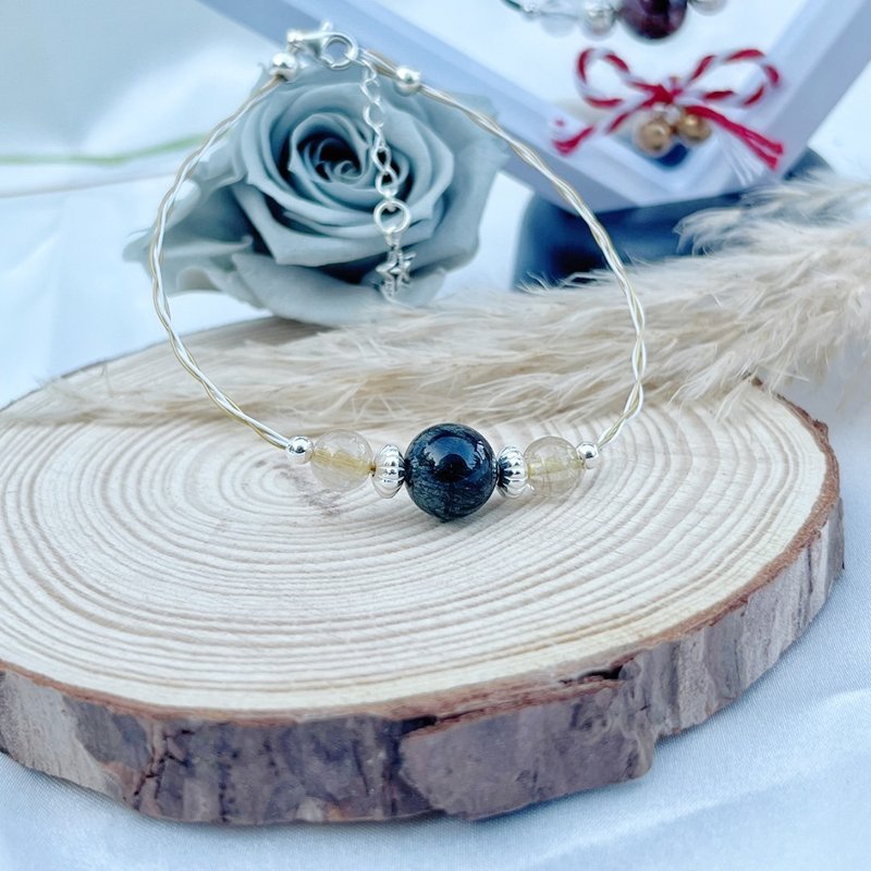 【情侣首选】水晶手链/致简钢线编织(大)/绿发晶x钛晶 - 手链/手环 - 水晶 多色