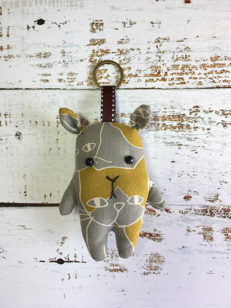 +猫猫猫+小鹿钥匙圈 - 吊饰 - 棉．麻 灰色