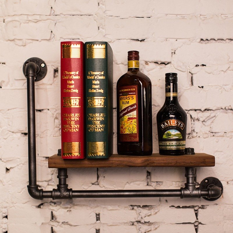 水管工业风置物架美式复古书架墙上装饰架 - 收纳用品 - 其他金属 咖啡色