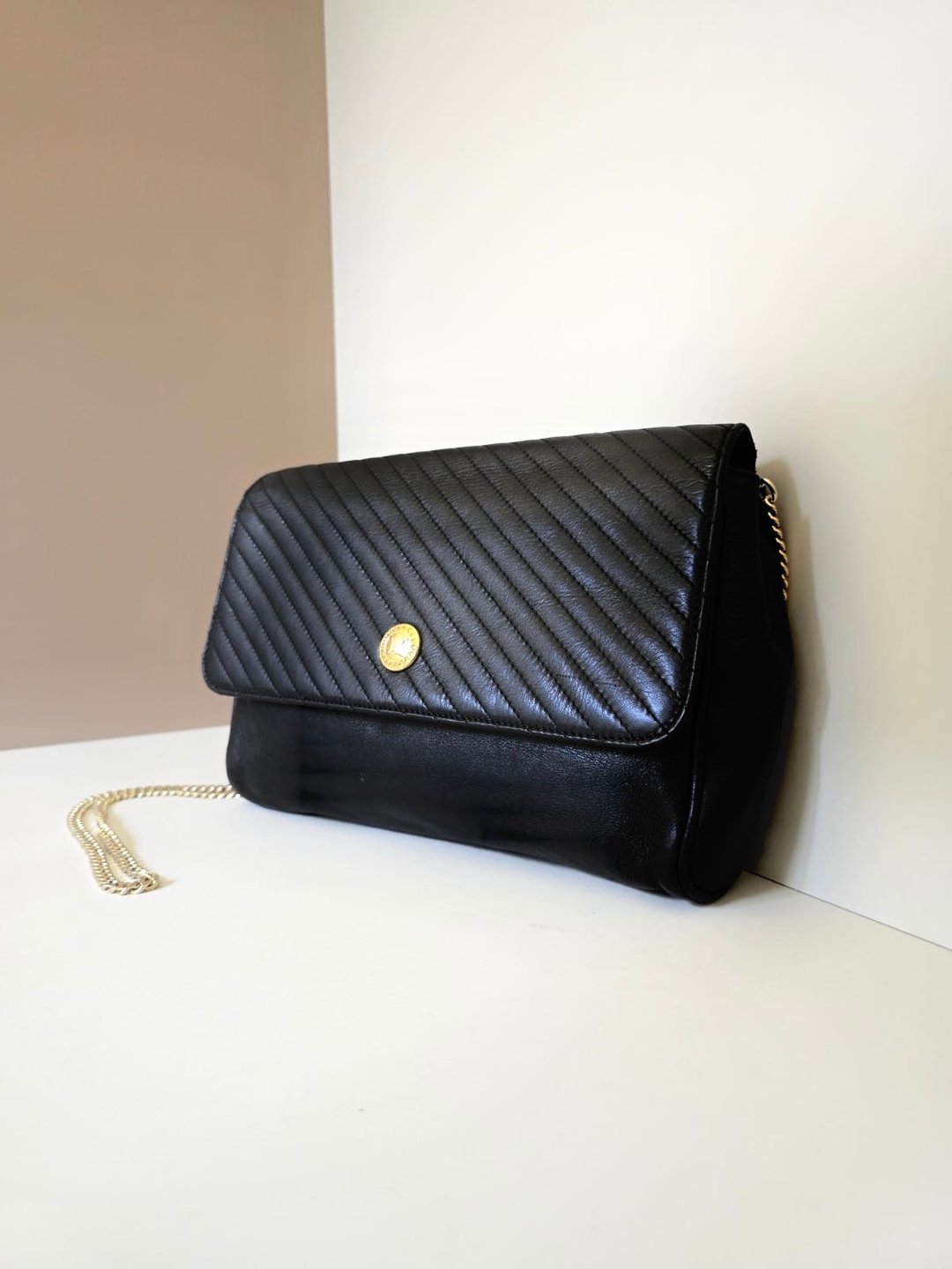 【特选货品】中古二手Celine黑色金徽皮革小包斜背侧背孭单肩手袋 - 侧背包/斜挎包 - 真皮 