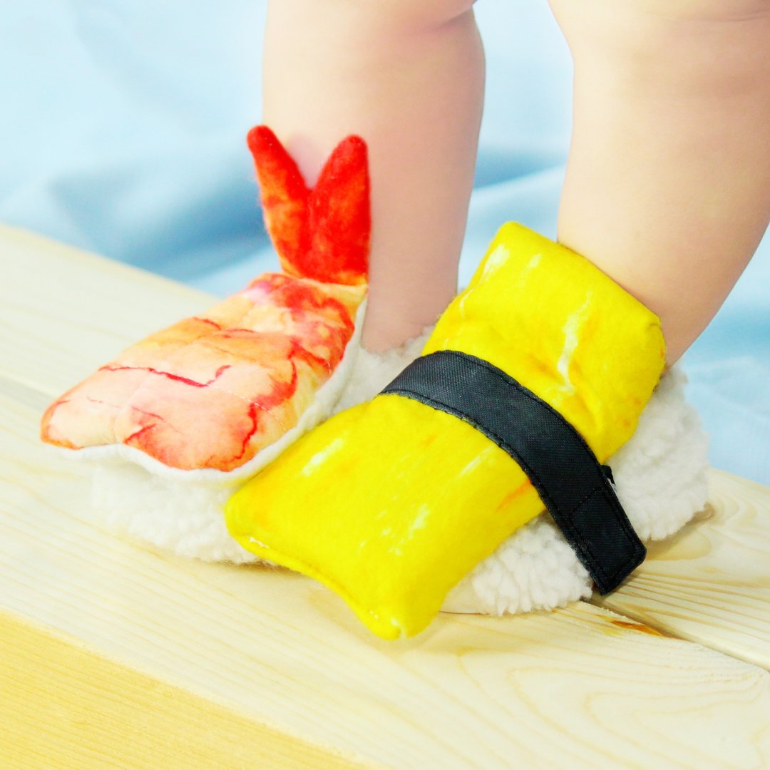 Shrimp & Egg Sushi Shoes - 婴儿鞋 - 聚酯纤维 黄色